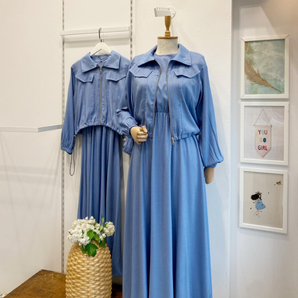 Mavi Fermuar Detaylı Ceketli Jile Takım