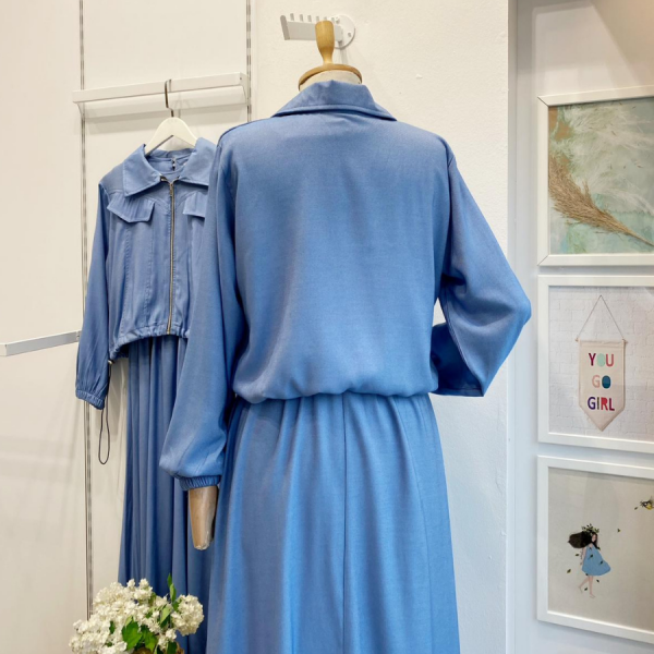 Mavi Fermuar Detaylı Ceketli Jile Takım