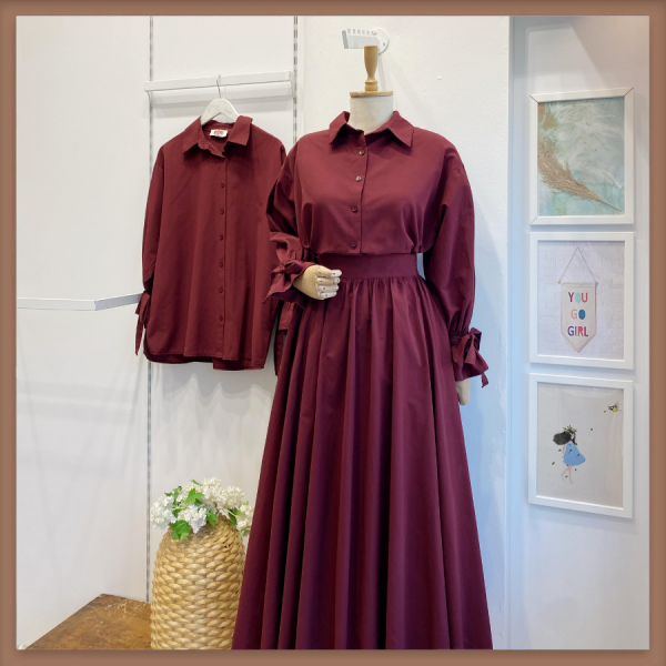 Bordo Kol Detaylı Softly Gömlek
