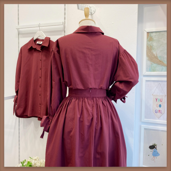 Bordo Kol Detaylı Softly Gömlek