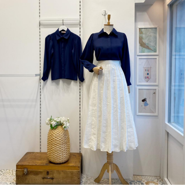 Ekru Pileli Amelie Etek