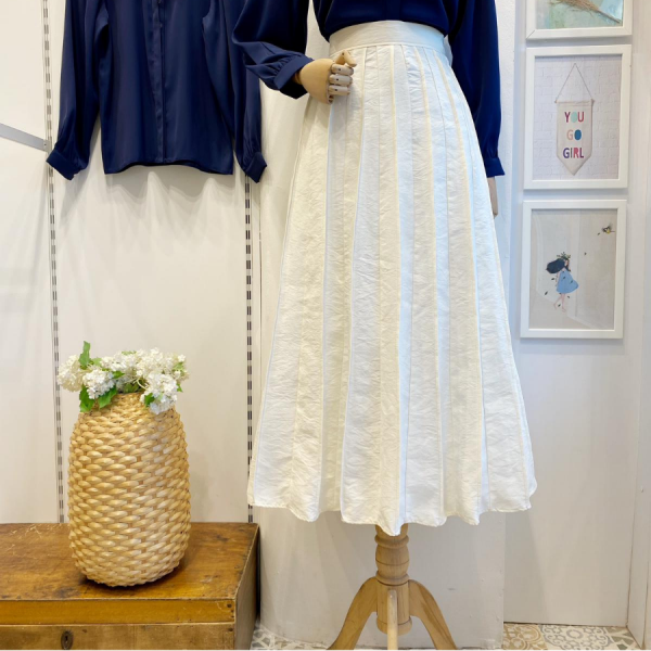 Ekru Pileli Amelie Etek