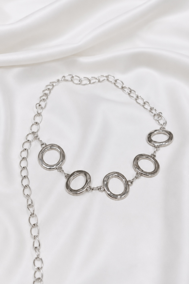 Yuvarlak Tokalı Silver Zincir Kemer