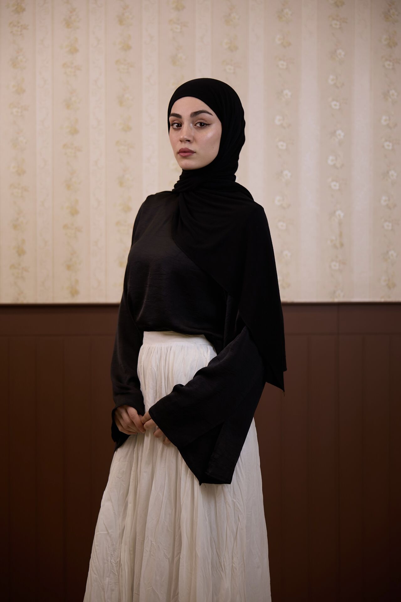 Siyah Rosalie Saten Bluz