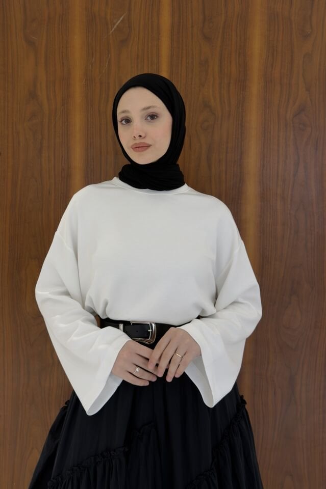 Beyaz Osyho Kumaş Bluz