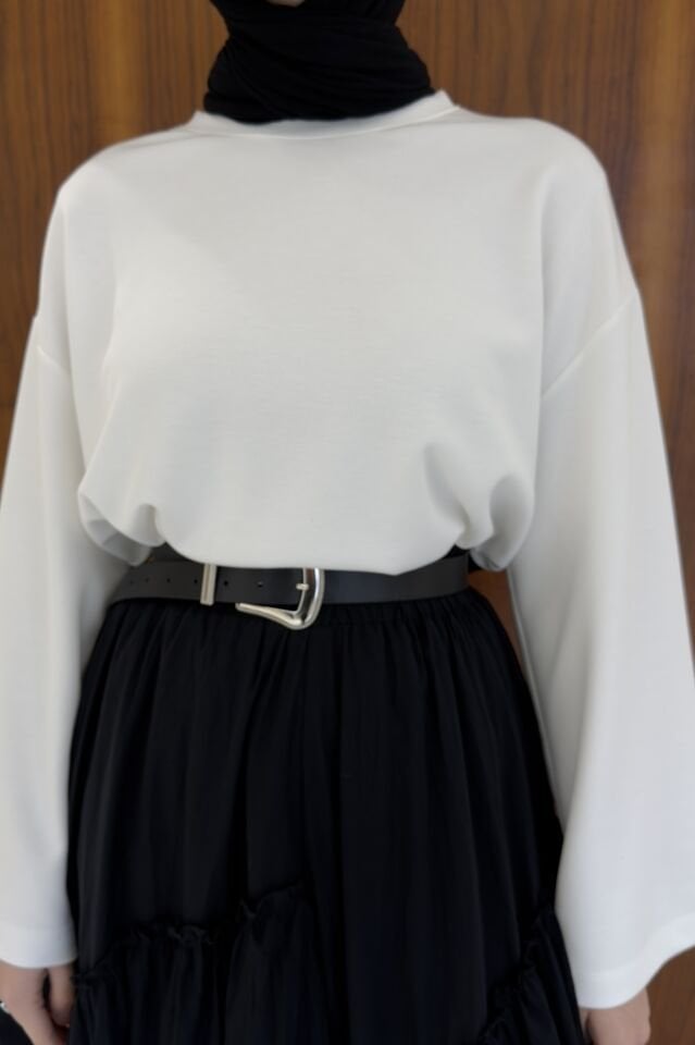 Beyaz Osyho Kumaş Bluz