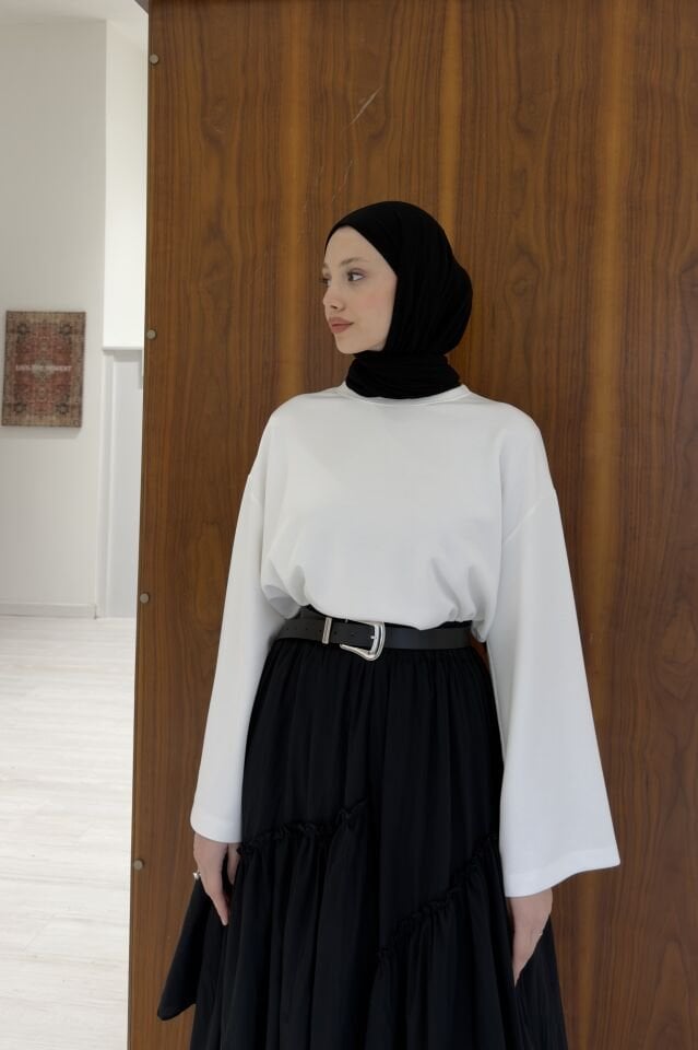 Beyaz Osyho Kumaş Bluz