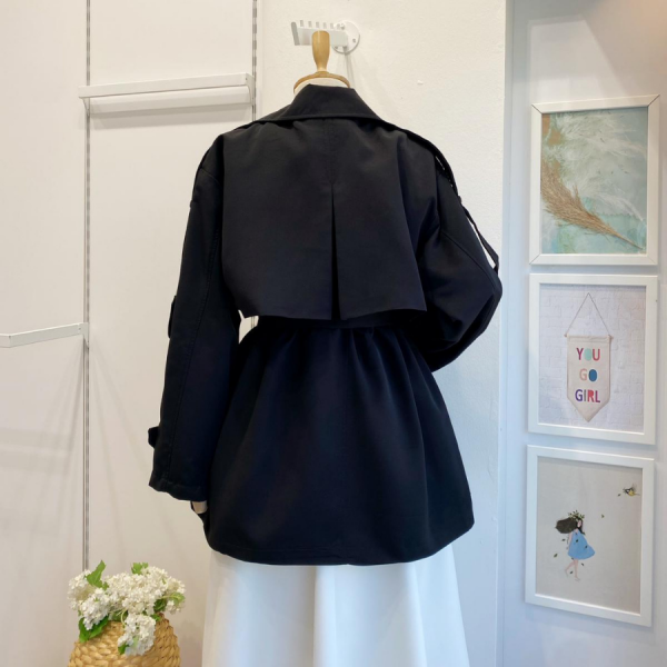 Siyah Kuşaklı Scout Kısa Trençkot