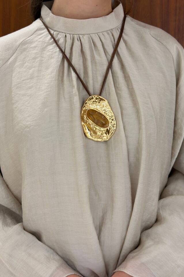 Hardola Gold Büyük Taşlı Kolye