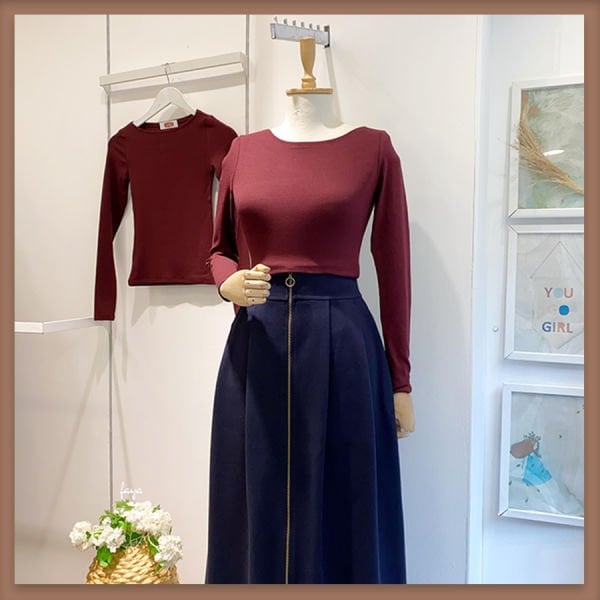 Bordo kayık yaka bluz