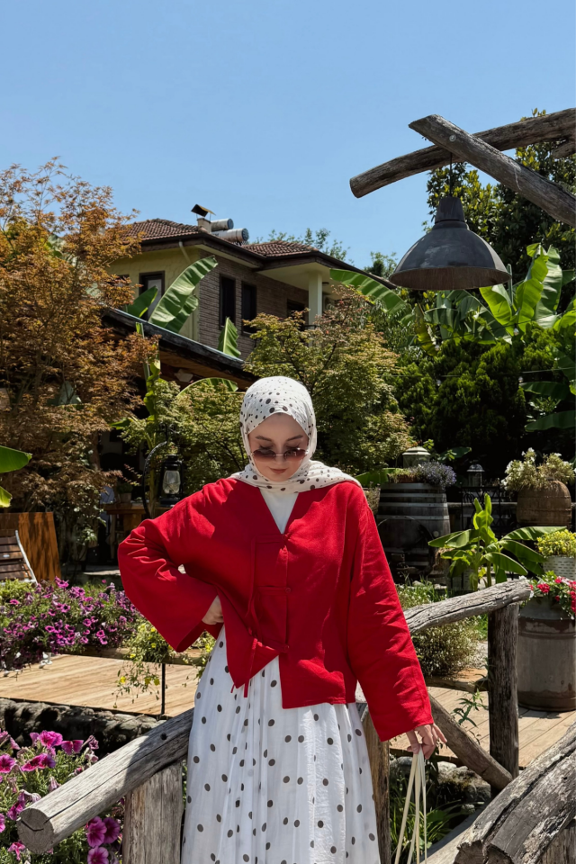 Faya Girls x Kırmızı Keten Azeline Ceket Gömlek (ÖN SİPARİŞ)