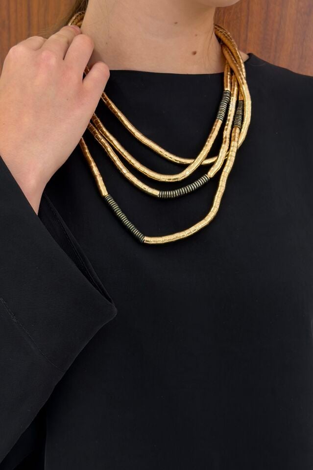 Gold Black Çoklu Kolye
