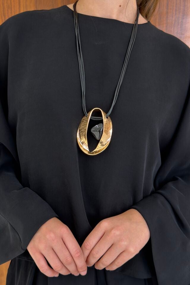 Büyük Taşlı Gold Eye Kolye