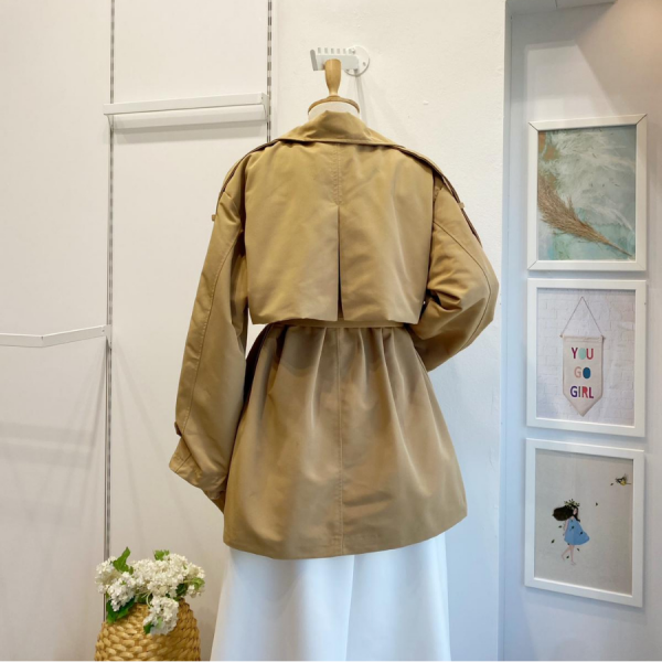 Camel Kuşaklı Scout Kısa Trençkot