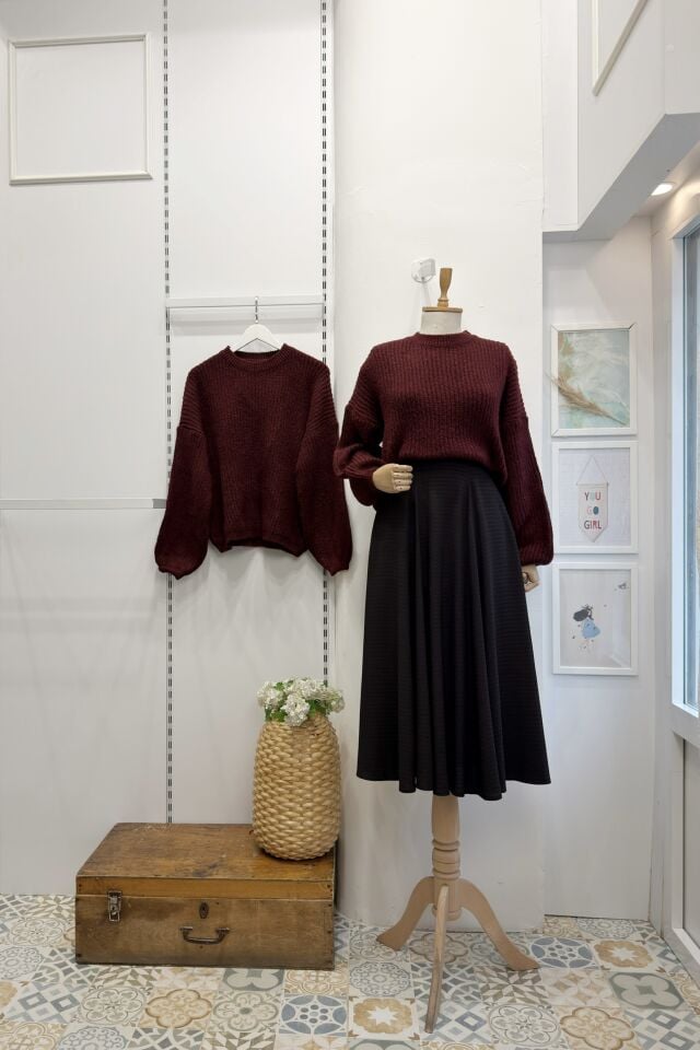 Kahve Siyah Pötikareli Viskon Etek