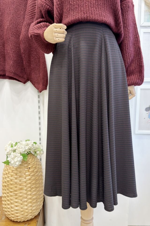 Kahve Siyah Pötikareli Viskon Etek