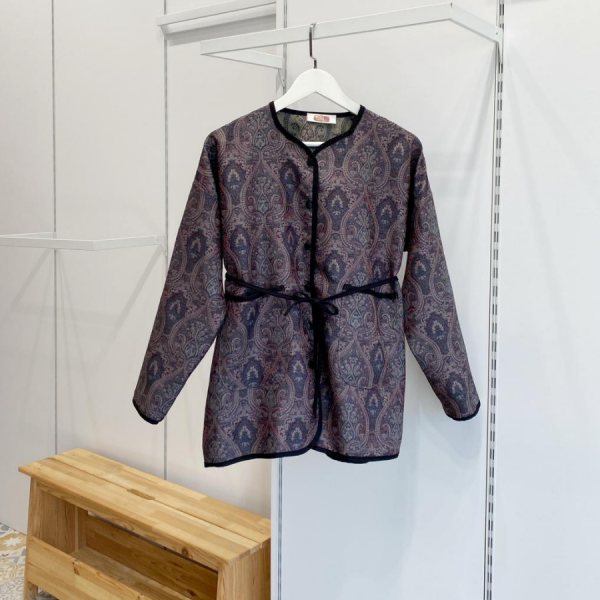 Lacivert Etnik Desenli Ambre Ceket