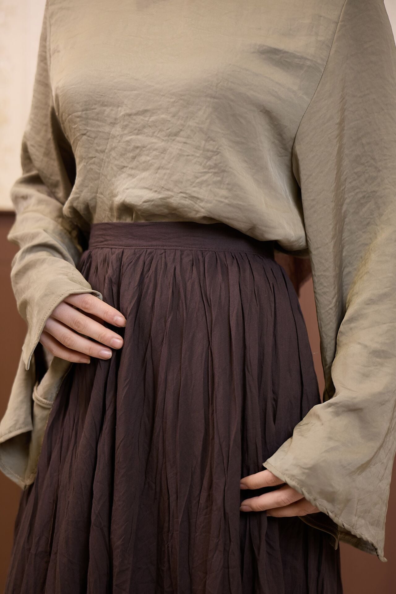 Çağla Yeşili Rosalie Saten Bluz