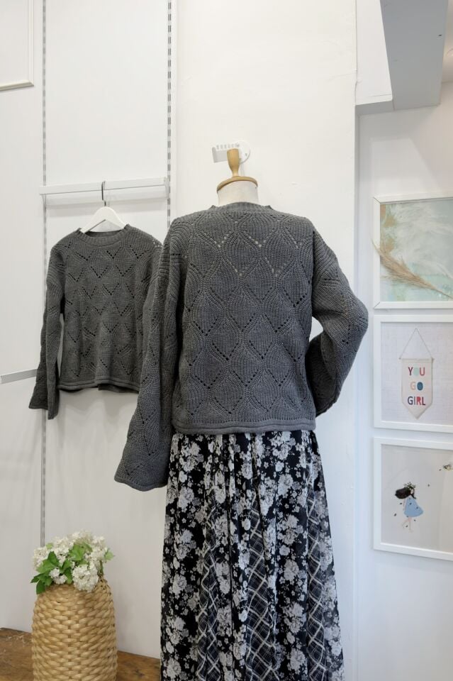 Antrasit Delikli Triko Kazak