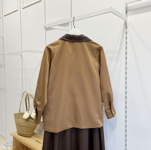 Taba Fermuar Detaylı Gabardin Ceket