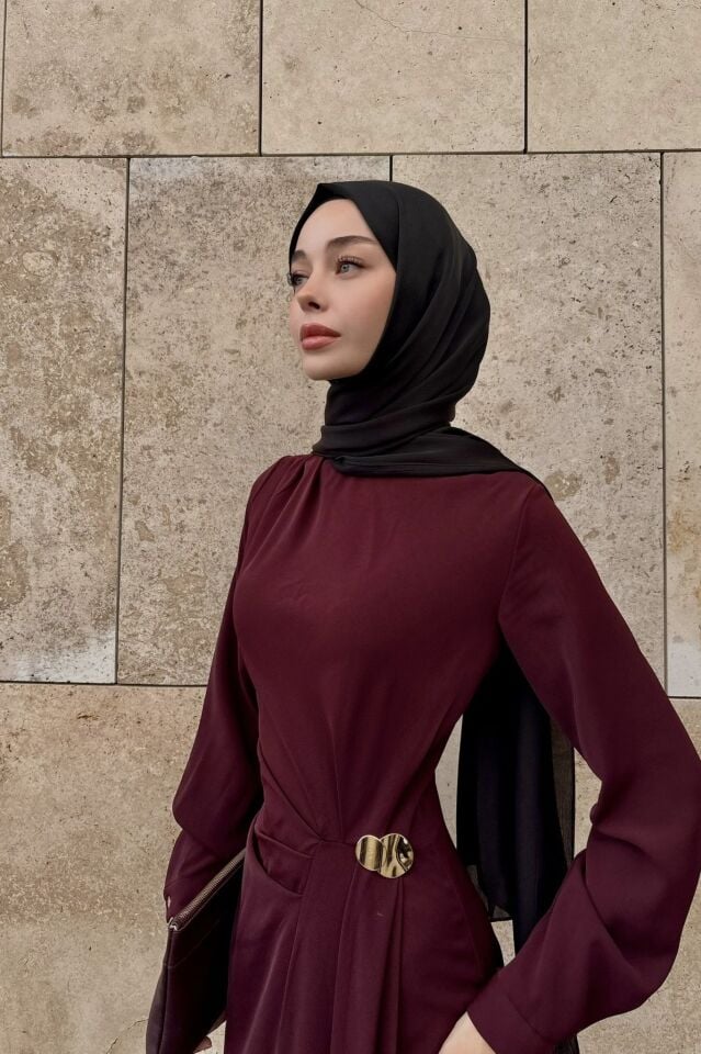 Faya Girls x Bordo Toka Detaylı Elbise