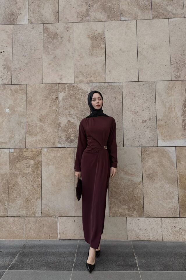 Faya Girls x Bordo Toka Detaylı Elbise