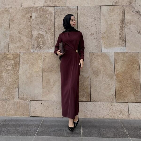 Faya Girls x Bordo Toka Detaylı Elbise