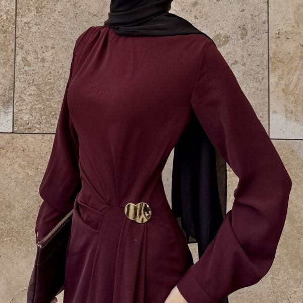 Faya Girls x Bordo Toka Detaylı Elbise