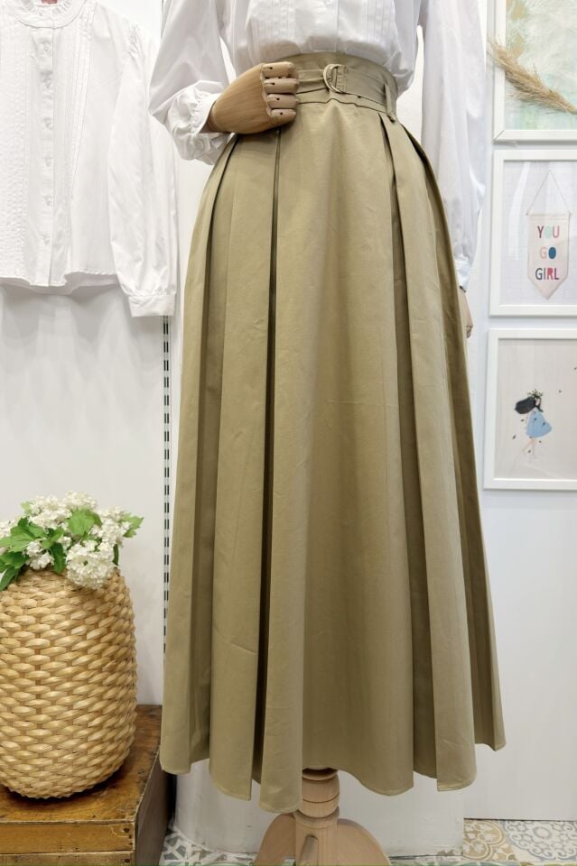 Çağla Yeşili Novera Kemer Detaylı Etek