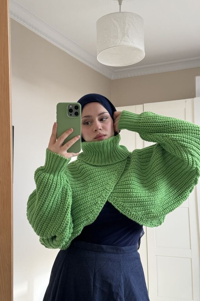 Yeşil Boğazlı Crop Kazak