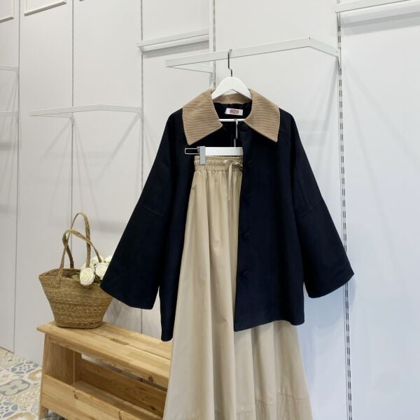 Siyah Kuşaklı Süet Ceket