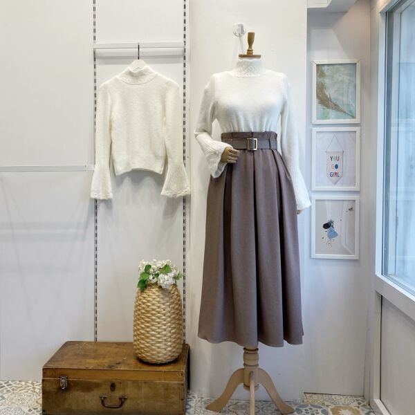 Koyu Vizon Kemerli Charm Etek