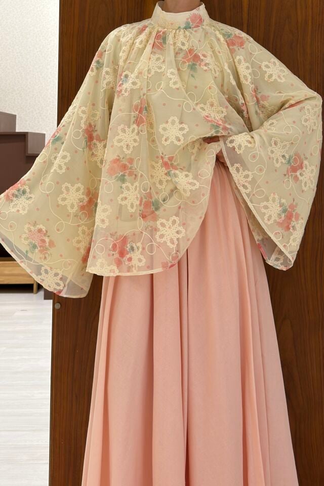 Pink Rose İşlemeli Velissa