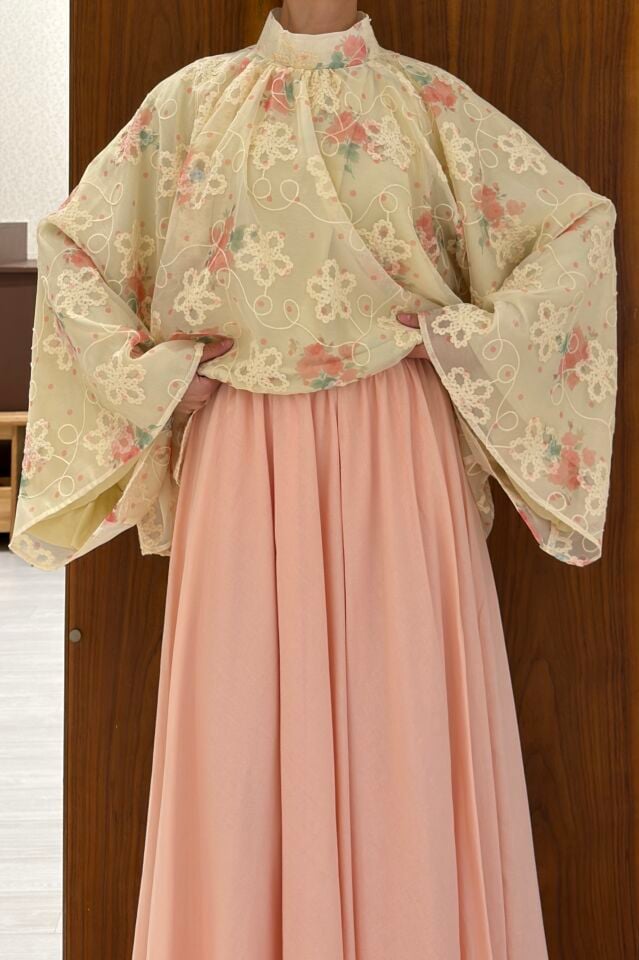 Pink Rose İşlemeli Velissa
