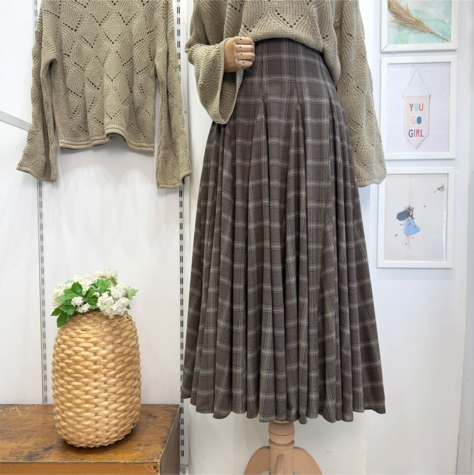 Moka Kahverengi Ekoseli Melodie Etek