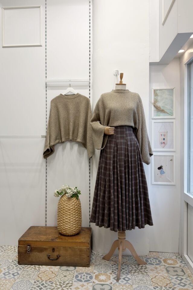 Moka Kahverengi Ekoseli Melodie Etek