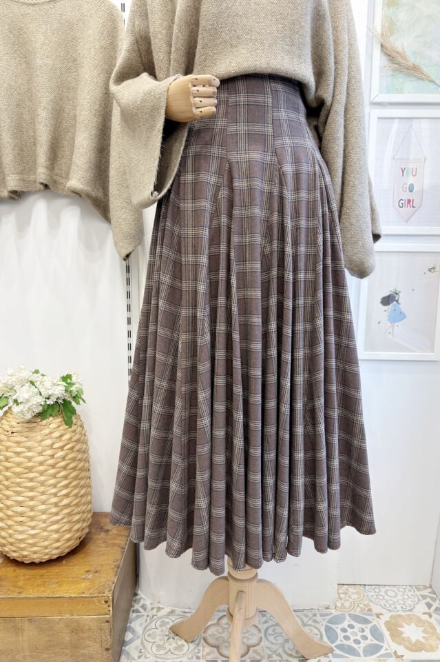 Moka Kahverengi Ekoseli Melodie Etek