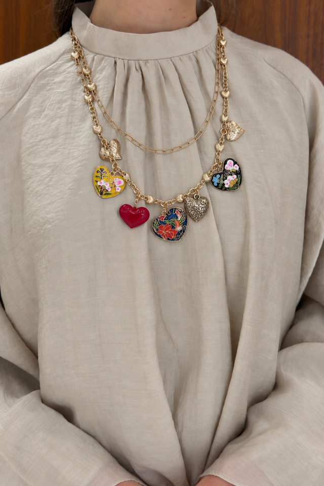 Gold Heart Charmlı Kolye