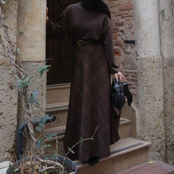 Faya Girls x Acı Kahve Ekose Desenli Loom Etek