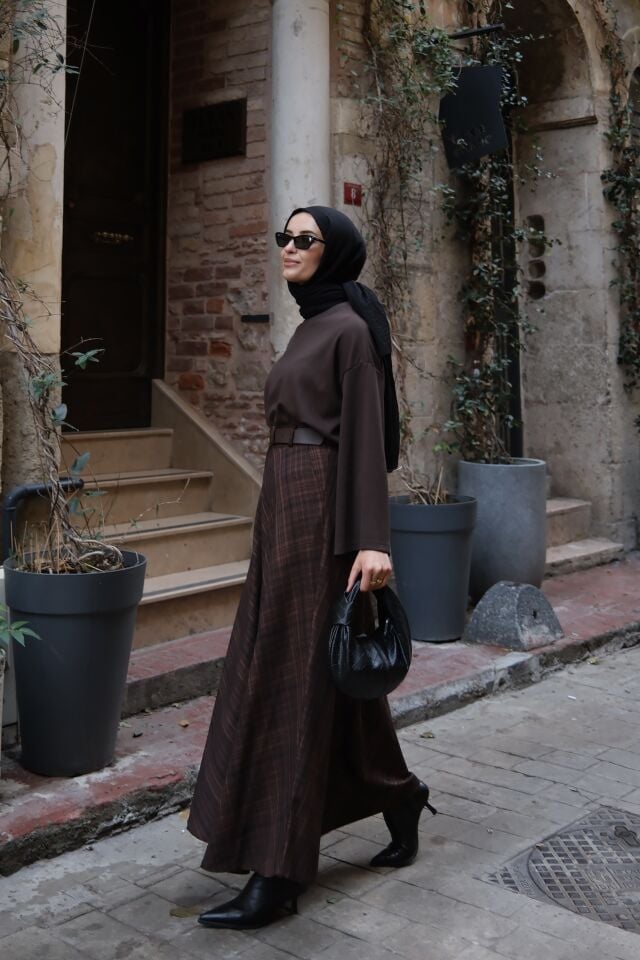 Faya Girls x Acı Kahve Ekose Desenli Loom Etek