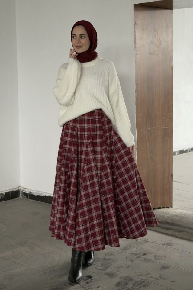 Kırmızı Ekoseli Melodie Etek