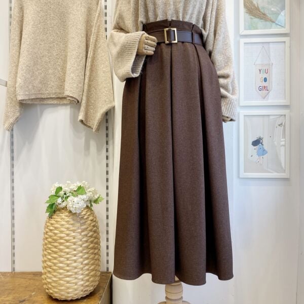 Kahverengi  Kemerli Charm Etek