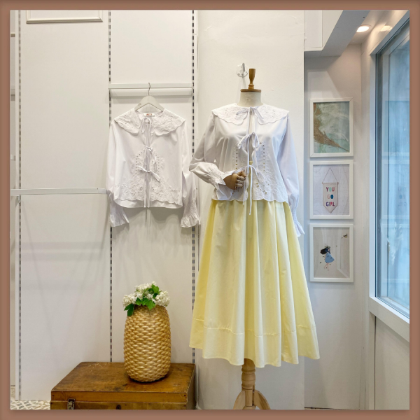 Dikiş Detaylı Sarı Poplin Etek