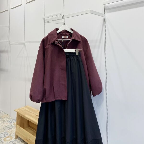 Mürdüm Fular Detaylı Süet Bomber Ceket