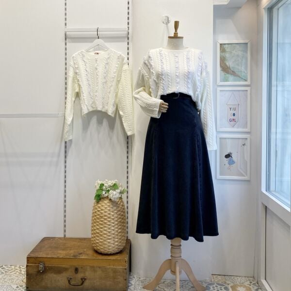 Antrasit Kuşak Detaylı Kot Etek