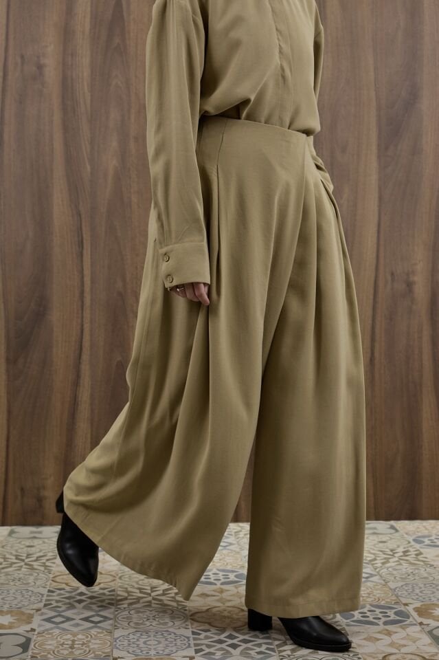 Yeşil Cotton Etek Pantolon Takım