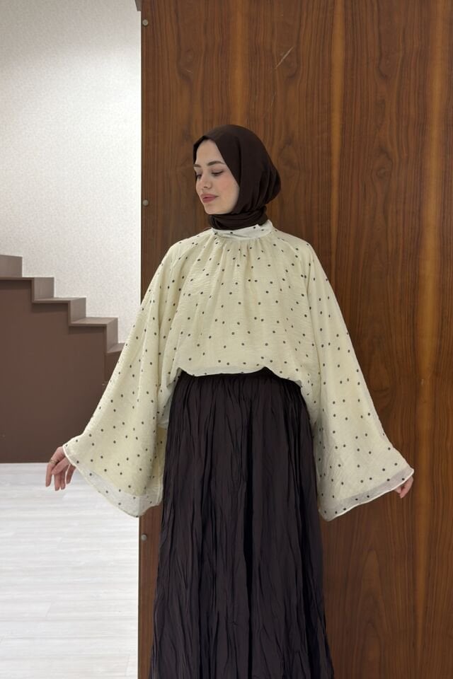 Puantiyeli Butteryellow Şifon Velissa Bluz