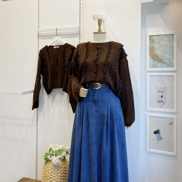 Kahverengi Fisto Şeritli Kazak