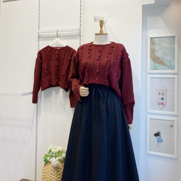 Bordo Fisto Şeritli Kazak