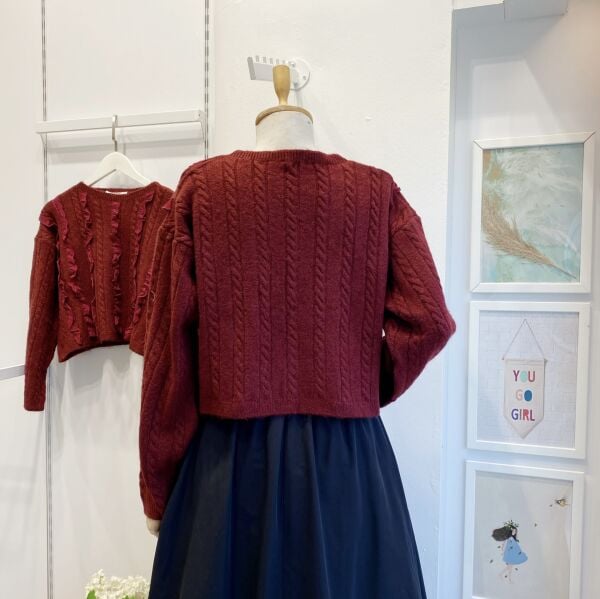 Bordo Fisto Şeritli Kazak